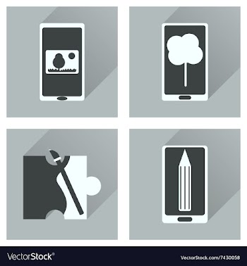 Concept of flat icons with long shadow mobile vector image