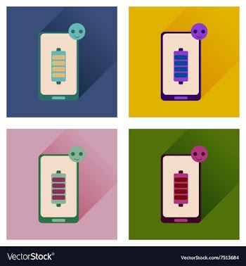 Concept of flat icons with long shadow mobile vector image