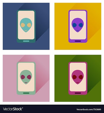 Concept of flat icons with long shadow mobile vector image