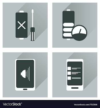 Concept of flat icons with long shadow mobile vector image