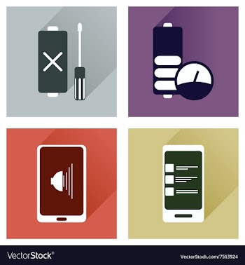 Concept of flat icons with long shadow mobile vector image