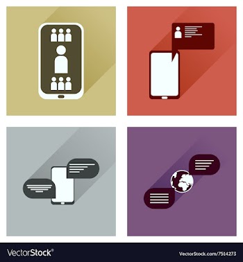 Concept of flat icons with long shadow mobile vector image