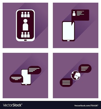 Concept of flat icons with long shadow mobile vector image