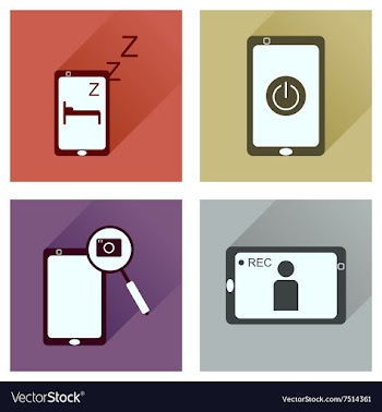 Concept of flat icons with long shadow mobile vector image