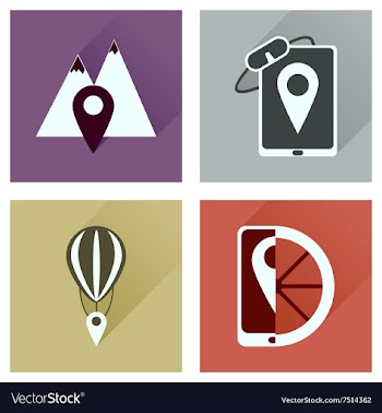 Concept of flat icons with long shadow mobile vector image