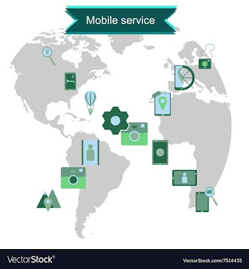Concept of flat icons with long shadow mobile vector image