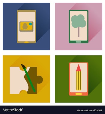 Concept of flat icons with long shadow mobile vector image