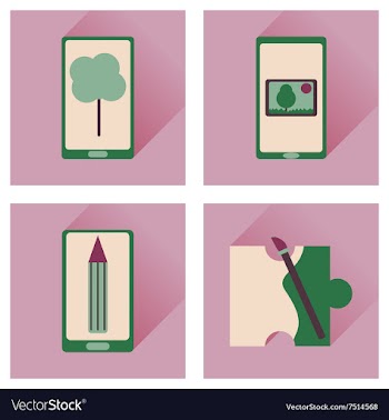 Concept of flat icons with long shadow mobile vector image