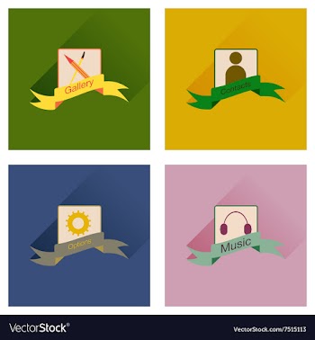 Concept of flat icons with long shadow mobile vector image