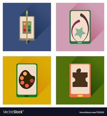 Concept of flat icons with long shadow mobile vector image