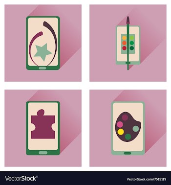 Concept of flat icons with long shadow mobile vector image