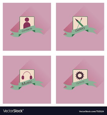 Concept of flat icons with long shadow mobile vector image