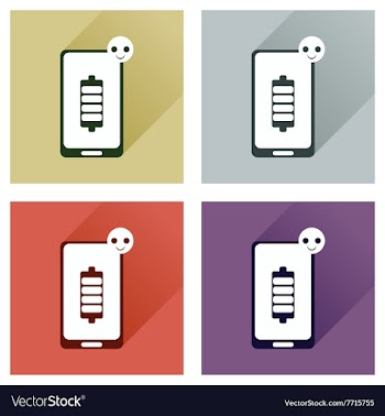 Concept of flat icons with long shadow mobile vector image