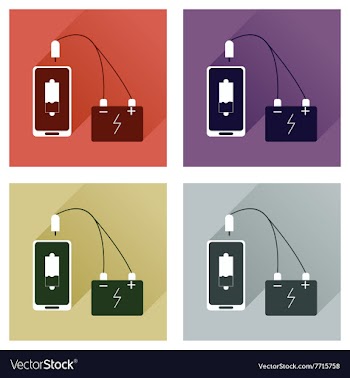 Concept of flat icons with long shadow mobile vector image