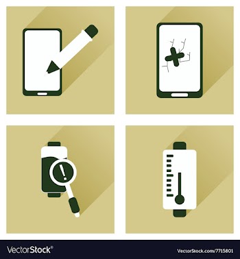 Concept of flat icons with long shadow mobile vector image