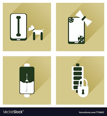 Concept of flat icons with long shadow mobile vector image