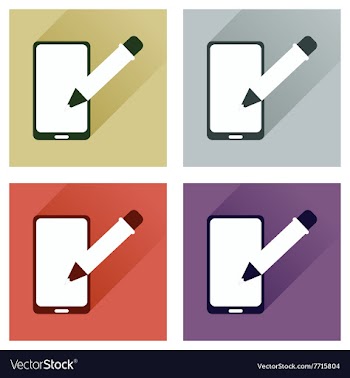 Concept of flat icons with long shadow mobile vector image