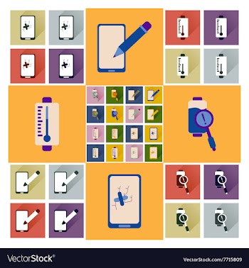 Concept of flat icons with long shadow mobile vector image