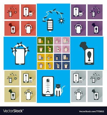 Concept of flat icons with long shadow mobile vector image