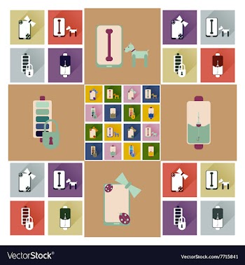 Concept of flat icons with long shadow mobile vector image