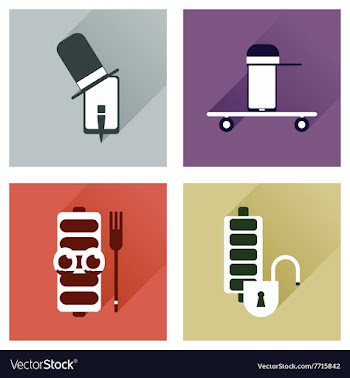 Concept of flat icons with long shadow mobile vector image