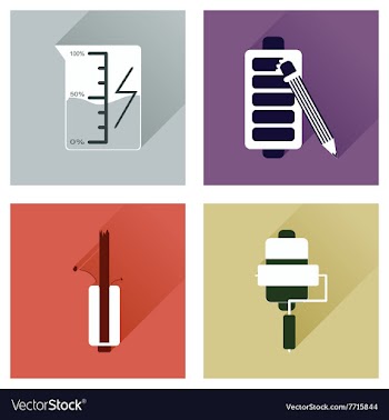 Concept of flat icons with long shadow mobile vector image
