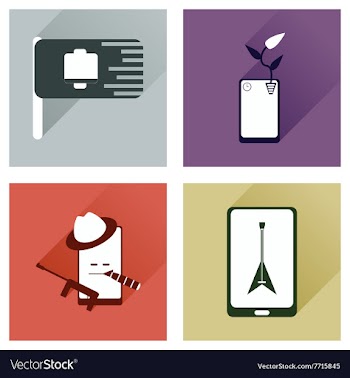 Concept of flat icons with long shadow mobile vector image