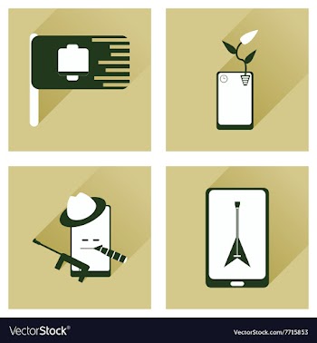 Concept of flat icons with long shadow mobile vector image