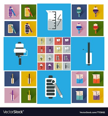 Concept of flat icons with long shadow mobile vector image
