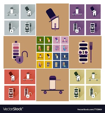 Concept of flat icons with long shadow mobile vector image