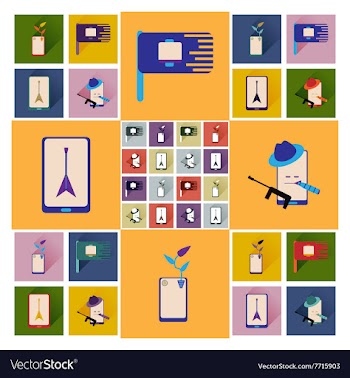 Concept of flat icons with long shadow mobile vector image