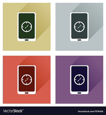 Concept of flat icons with long shadow mobile vector image