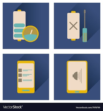 Concept of flat icons with long shadow mobile vector image