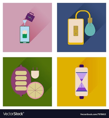 Concept of flat icons with long shadow mobile vector image
