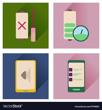 Concept of flat icons with long shadow mobile vector image
