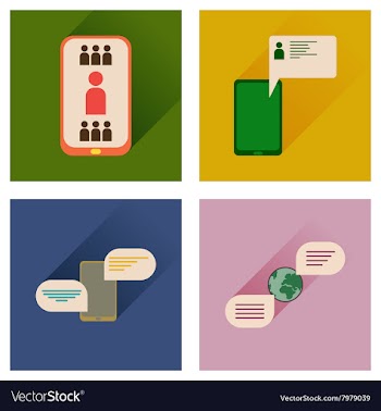 Concept of flat icons with long shadow mobile vector image