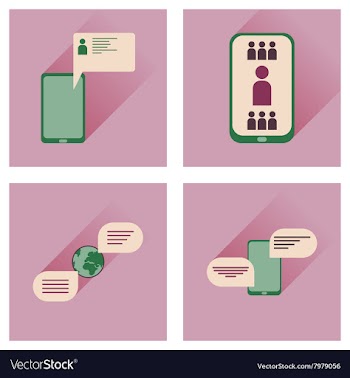 Concept of flat icons with long shadow mobile vector image