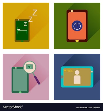 Concept of flat icons with long shadow mobile vector image