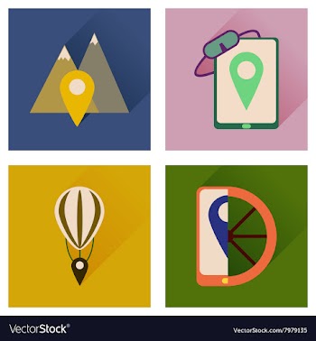 Concept of flat icons with long shadow mobile vector image