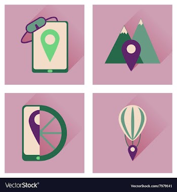 Concept of flat icons with long shadow mobile vector image