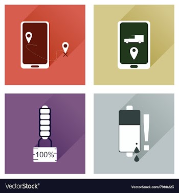 Concept of flat icons with long shadow mobile vector image