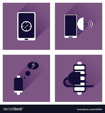 Concept of flat icons with long shadow mobile vector image