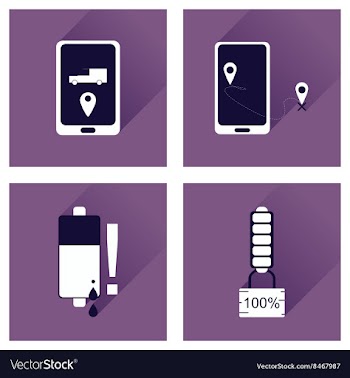 Concept of flat icons with long shadow mobile vector image