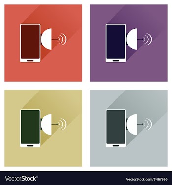 Concept of flat icons with long shadow mobile vector image