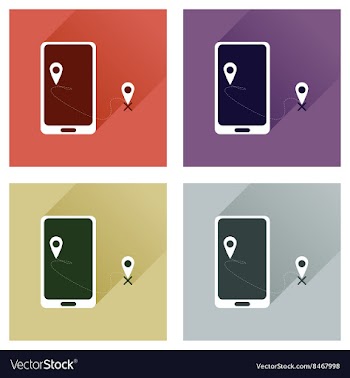 Concept of flat icons with long shadow mobile vector image