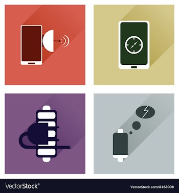 Concept of flat icons with long shadow mobile vector image