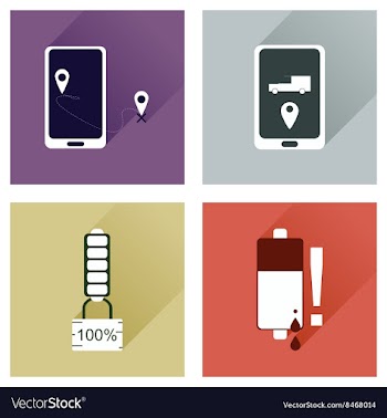 Concept of flat icons with long shadow mobile vector image