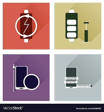 Concept of flat icons with long shadow mobile vector image