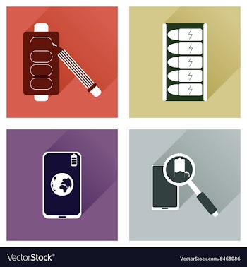 Concept of flat icons with long shadow mobile vector image