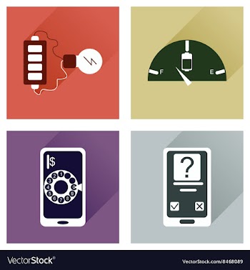 Concept of flat icons with long shadow mobile vector image